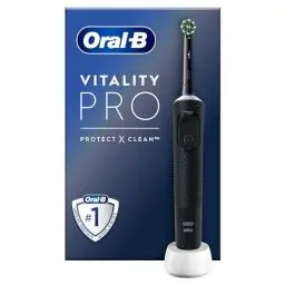 Produktbild: Oral-B Vitality Pro Elektrische Zahnbürste/Electric Toothbrush, 3 Putzmodi für Zahnpflege & Protect X Clean Zahnbürstenkopf, Geschenk Mann/Frau, Designed by Braun, schwarz, 1 stück (1er Pack)