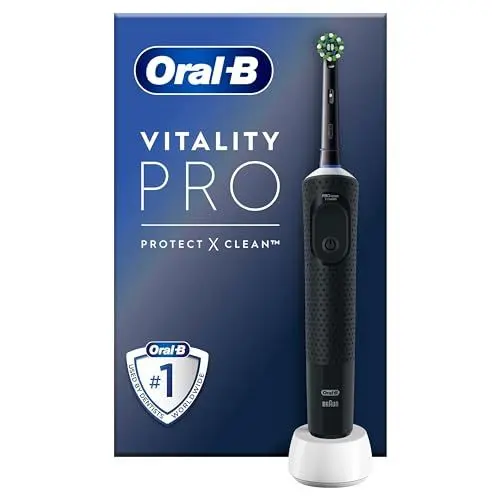Produktbild: Oral-B Vitality Pro Elektrische Zahnbürste/Electric Toothbrush, 3 Putzmodi für Zahnpflege & Protect X Clean Zahnbürstenkopf, Geschenk Mann/Frau, Designed by Braun, schwarz, 1 stück (1er Pack)