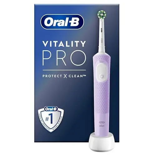 Produktbild: Oral-B Vitality Pro Elektrische Zahnbürste, 1 Aufsteckbürste, 3 Putzmodi für Zahnpflege, Designed by Braun, lila