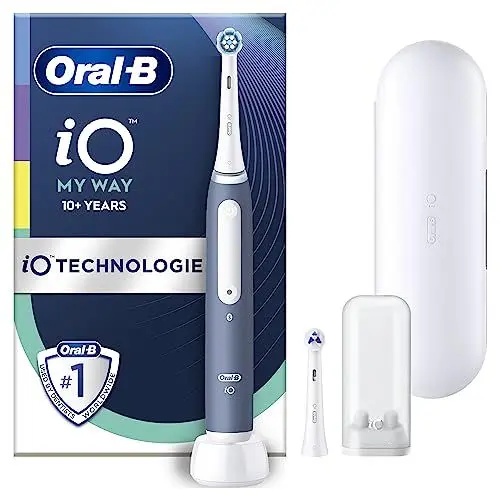 Produktbild: Oral-B iO My Way Elektrische Zahnbürste/Electric Toothbrush ab 10 Jahren, 4 Putzmodi für Zahnpflege, extra Aufsteckbürste für Zahnspange, 1 Reiseetui, Designed by Braun, ocean blue