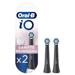 Produktbild: Oral-B iO Sanfte Reinigung Aufsteckbürsten für elektrische Zahnbürste, 2 Stück, sanfte Zahnreinigung, Zahnbürstenaufsatz für Oral-B Zahnbürsten, schwarz