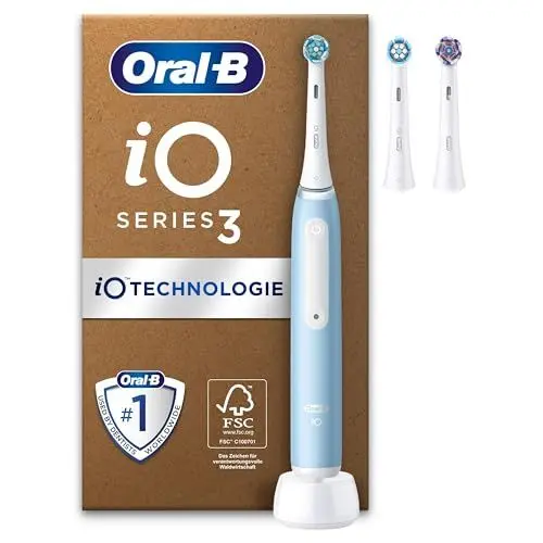 Produktbild: Oral-B iO Series 3 Plus Edition Elektrische Zahnbürste/Electric Toothbrush, PLUS 3 Aufsteckbürsten, 3 Putzmodi für Zahnpflege, Designed by Braun, ice blue