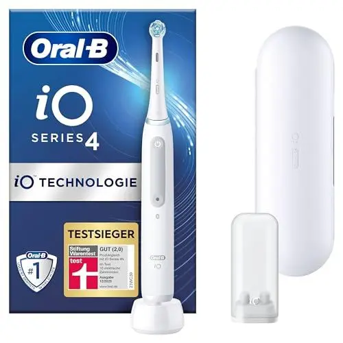 Produktbild: Oral-B iO Series 4 Elektrische Zahnbürste/Electric Toothbrush, 4 Putzmodi für Zahnpflege, Valentinstagsgeschenk für Ihn/Sie, Designed by Braun, quite white, TESTSIEGER Stiftung Warentest (12/2023)