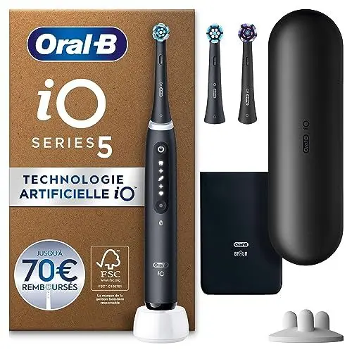 Produktbild: Oral-B iO Series 5 Plus Edition Elektrische Zahnbürste/Electric Toothbrush, PLUS 3 Aufsteckbürsten inkl. Whitening, Magnet-Etui, 5 Putzmodi, Designed by Braun, Geschenk Mann/Frau, Matt Black