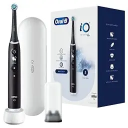 Produktbild: Oral-B iO Series 6 Elektrische Zahnbürste/Electric Toothbrush, 5 Putzmodi für Zahnpflege, Magnet-Technologie, Display & Reiseetui, Geschenk Mann/Frau, Designed by Braun, black lava