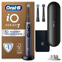 Produktbild: Oral-B iO Series 7 Plus Edition Elektrische Zahnbürste/Electric Toothbrush, PLUS 3 Aufsteckbürsten, 5 Putzmodi für Zahnpflege, Reiseetui, Designed by Braun, Black onyx