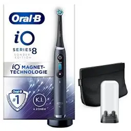 Produktbild: Oral-B iO Series 8 Elektrische Zahnbürste/Electric Toothbrush, 6 Putzmodi für Zahnpflege, Magnet-Technologie, Farbdisplay & Beauty-Tasche, Special Edition, Geschenk Mann/Frau, black onyx