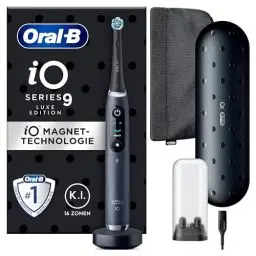 Produktbild: Oral-B iO Series 9 Luxe Edition Elektrische Zahnbürste/Electric Toothbrush, 7 Putzmodi, Zahnpflege, Farbdisplay, Lade-Reiseetui & Beauty-Tasche, black onyx