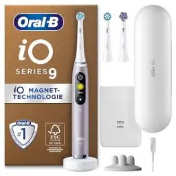 Produktbild: Oral-B iO Series 9 Plus Edition Elektrische Zahnbürste/Electric Toothbrush, PLUS 3 Aufsteckbürsten inkl. Whitening, Magnet-Etui, 7 Putzmodi, Geschenk Mann/Frau, Designed by Braun, rose
