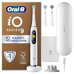 Produktbild: Oral-B iO Series 9 Plus Edition Elektrische Zahnbürste/Electric Toothbrush, PLUS 3 Aufsteckbürsten inkl. Whitening, Reise-Etui, 7 Putzmodi, Geschenk Mann/Frau, Designed by Braun, White