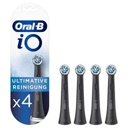 Produktbild: Oral-B iO Ultimative Reinigung Aufsteckbürsten für elektrische Zahnbürste, 4 Stück, ultimative Zahnreinigung mit iO Technologie, Zahnbürstenaufsatz für Oral-B Zahnbürsten, schwarz , 4er Pack