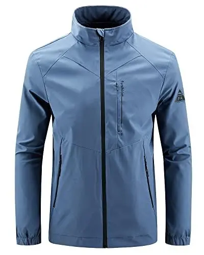 Produktbild: Oralidera Herren-Laufjacke mit LSF 50+ Langärmlig Schnelltrocknend Outdoor Leicht Rashguard Atmungsaktiv mit Reißverschluss aktive Kleidung für den Sommer, Hellblau, L