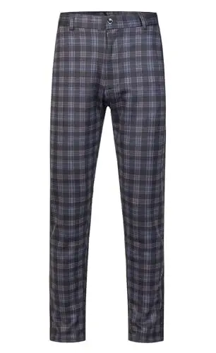 Produktbild: Oralidera Herren Chino Hose Business Kariert Hosen Stoffhose Stretch Herrenhosen Streetwear Freizeithose mit feinem Karo-Muster für Männer, Schwarz, W36