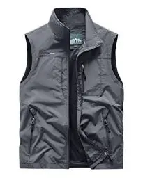 Produktbild: Oralidera Herren Outdoor-Weste Leichte Funktionale Arbeitsweste mit Vielen Taschen Anglerweste Jagd Wandern ärmellose Jacke Camping Fotografie Weste, Holzkohle, XL