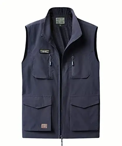 Produktbild: Oralidera Herren Outdoor Safari Weste mit Vielen Taschen Atmungsaktiv Anglerweste Ärmellos Jacke Leichte Outdoor-Weste Schnelltrocknend Freizeitweste, Navy blau, XL