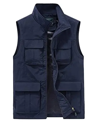 Produktbild: Oralidera Herren Outdoor Weste Ärmellos Jacke Anglerweste Jagd Wandern Fotografie Weste Camping Safari Funktionsweste mit Vielen Taschen, Navy blau, XXL