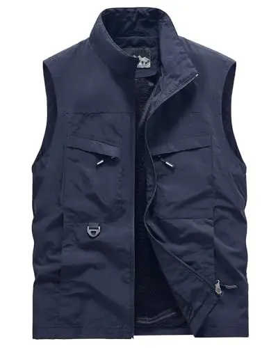 Produktbild: Oralidera Herren Angelnweste Atmungsaktiv Outdoor Weste mit Vielen Taschen Arbeitsweste Sportlich Sommerweste Leicht Reiseweste Schnell trocknende Funktionsweste, Blau, 3XL