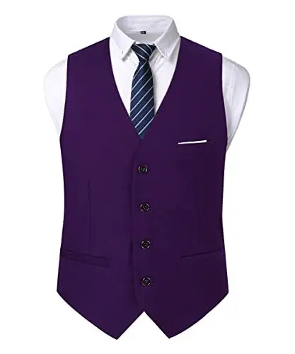 Produktbild: Oralidera Herren Slim Fit Sakko Business Weste Anzugweste Freizeit V-Ausschnitt Ärmellose Westen Hochzeit Knopfleiste Anzug Weste