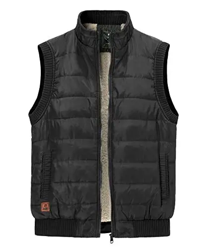 Produktbild: Oralidera Herren Weste Warm Stehkragen Herren Fleeceweste Warm Winddicht Anglerweste Moderne Stylische Camping Weste Winterweste Herren Outdoor Weste, Schwarz, M