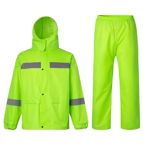 Produktbild: Oralidera Regenanzug für Herren Damen Reflektierend Winddicht Regenanzug Regenbekleidung Fahrrad Regenjacke und Regenhose Wasserdichter Anzug, Grün, XL