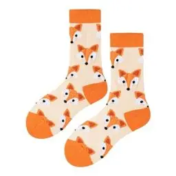 Produktbild: Orangene Socken mit Fuchs Motiv Lustige Verrückte Socken für Männer und Frauen Geschenksocken Unisex Einheitsgröße 36-43 Crew Socks 1-Paar…