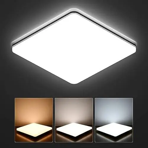 Produktbild: ORAOKO 20W LED Deckenleuchte, 2400lm Ø28cm LED Deckenlampe Einstellbar 3000K/4000K/6000K, IP44 Wasserdicht Badezimmer LED Lampen Deckenlampen für Flur Küche Wohnzimmer Schlafzimmer