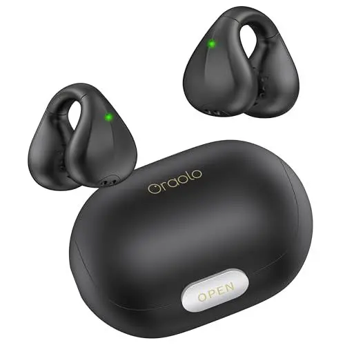 Produktbild: oraolo Bluetooth-Kopfhörer, Open Ear Bluetooth-Kopfhörer, Ear-Clip Kopfhörer, Bluetooth 5.3 mit ENC, IPX5, kabellose Touch-Kopfhörer, kabellos, 24H Bass, Sport-Kopfhörer