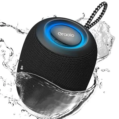 Produktbild: oraolo Tragbarer Bluetooth Lautsprecher, 15W Speaker, Leistungsstark Wasserdicht IPX7 Bluetooth 5.3, Extra aktiver Bass, Freisprecheinrichtung für Zuhause Outdoor Dusche