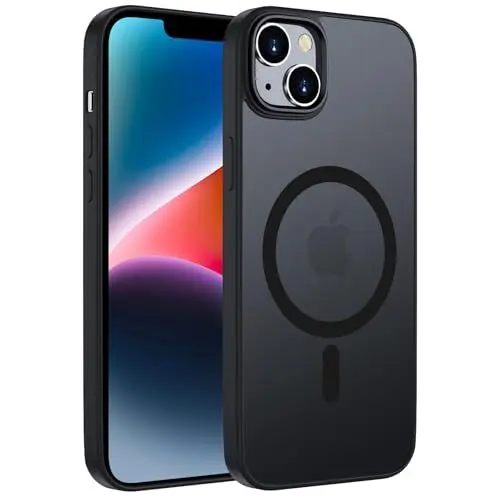 Produktbild: ORDA Magnetisch Hülle für iPhone 14 6,1 Zoll Kompatibel mit MagSafe,für iPhone 14 Case Durchscheinende Matt Handyhülle Rückseite Dünn Stoßfest Schutzhülle Schwarz