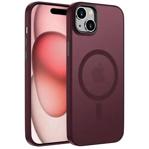 Produktbild: ORDA Magnetisch Hülle für iPhone 15 6,1 Zoll Kompatibel mit MagSafe,für iPhone 15 Case Durchscheinende Matt Handyhülle Rückseite Dünn Stoßfest Schutzhülle Pflaume