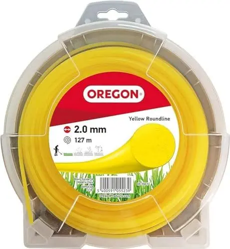 Produktbild: Oregon Gelber Mähfaden 2mm mit rundem Querschnitt, für Rasentrimmer und Freischneider, professionelles Nylon, passend für die meisten Trimmer, 2mm x 127 m (69-358-Y)