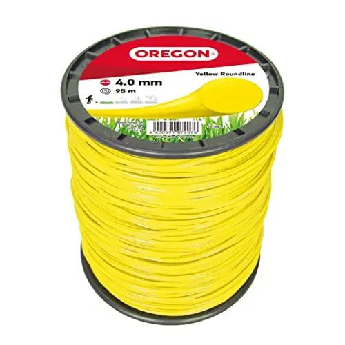 Produktbild: Oregon Gelber Mähfaden 4mm mit rundem Querschnitt, für Rasentrimmer und Freischneider, professionelles Nylon, passend für die meisten Trimmer, 4mm x 95 m (69-388-Y)
