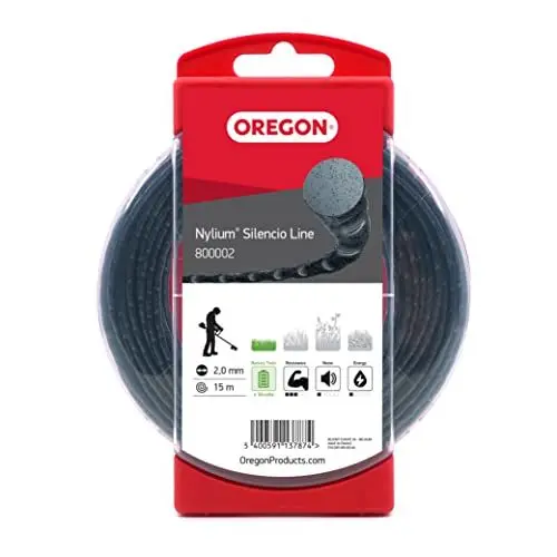 Produktbild: Oregon Nylium Silencio Mähfaden, Ersatz-Rundschnur für Akku-Rasentrimmer, 2,0 mm, 15 m lange Spule (800002)