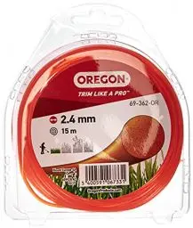Produktbild: Oregon Trimmerfaden für Rasentrimmer, Ersatz Mähfaden für Motorsensen & Freischneider, Universal Freischneider Zubehör, Runder Allzweck 2.4mm Trimmerfaden, 2,4mm x 15m Spule, Orange (69-362-OR)