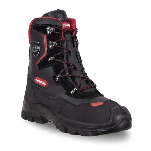 Produktbild: Oregon Yukon Klasse 1 Kettensägen-Schnittschutzstiefel aus Leder, Stahlkappen, wasserabweisende Anti-Statik-Sicherheits-Arbeitsstiefel, Größe 43 (9 UK, 9.5 US)