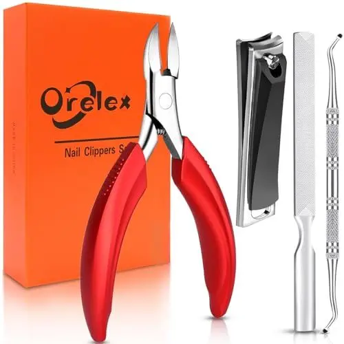 Produktbild: Orelex Nagelschere, Nagelschneider für eingewachsene und lockige Nägel, Fingernagel Clipper mit Nagelfeile, Ergonomische Komfort Grip, Profi Edelstahl