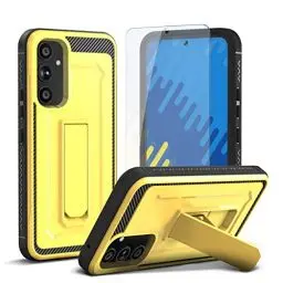 Produktbild: ORETECH für Samsung Galaxy A54 5G Hülle, Samsung A54 5G Hülle, Handyhülle Samsung A54 5G, mit (Ständer + Schutzfolie) Stoßfest Kratzfest Schutzhülle Ganzkörperschutz Samsung Galaxy A54 Hülle, Gelb