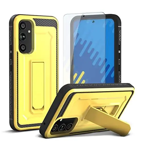 Produktbild: ORETECH für Samsung Galaxy A54 5G Hülle, Samsung A54 5G Hülle, Handyhülle Samsung A54 5G, mit (Ständer + Schutzfolie) Stoßfest Kratzfest Schutzhülle Ganzkörperschutz Samsung Galaxy A54 Hülle, Gelb