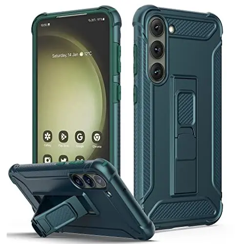 Produktbild: ORETECH für Samsung Galaxy S23 Hülle, mit (Ständer, Vordere und Hintere Hülle) Kameraschutz Militärschutz Stoßfest rutschfest Schutzhülle Ganzkörperschutz Handyhülle Samsung S23 5G 6,1