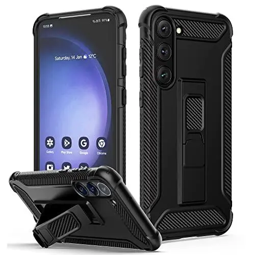 Produktbild: ORETECH für Samsung Galaxy S23 Hülle, mit (Ständer, Vordere und Hintere Hülle) Kameraschutz Militärschutz Stoßfest rutschfest Schutzhülle Ganzkörperschutz Handyhülle Samsung S23 5G 6,1