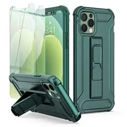 Produktbild: ORETECH für iPhone 12 Hülle, iPhone 12 Pro Hülle, mit (2 Stück Schutzfolie)(Ständer), Handyhülle iPhone 12, Handyhülle iPhone 12 Pro, Stoßfest Schutzhülle Ganzkörperschutz Hülle iPhone 12/12 Pro, Grün