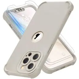 Produktbild: ORETECH für iPhone 13 Pro Max Hülle, mit 2 Stück Schutzfolie, 360 Grad Ganzkörper Stoßfest Kratzfest Silikon Handyhülle für iPhone 13 Pro Max 6,7 Zoll,Stein
