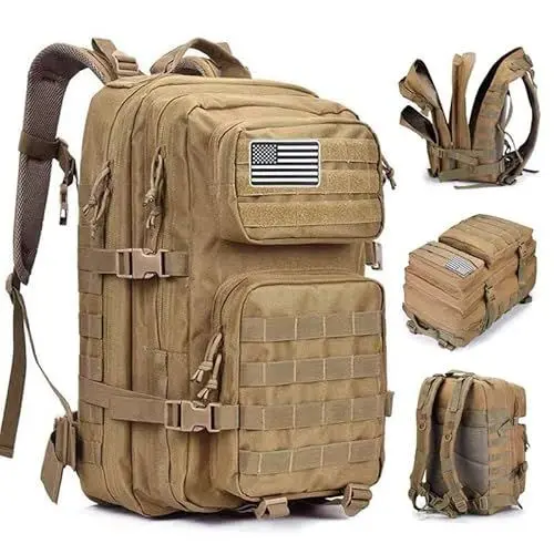 Produktbild: Oreunik Militär Rucksack Herren,45L Wasserdicht Taktischer Bundeswehr Rucksack Molle Rucksäcke Survival Backpack für Wandern im Freien Trekking Camping Wandern Angel Reise Arbeit (Khaki)