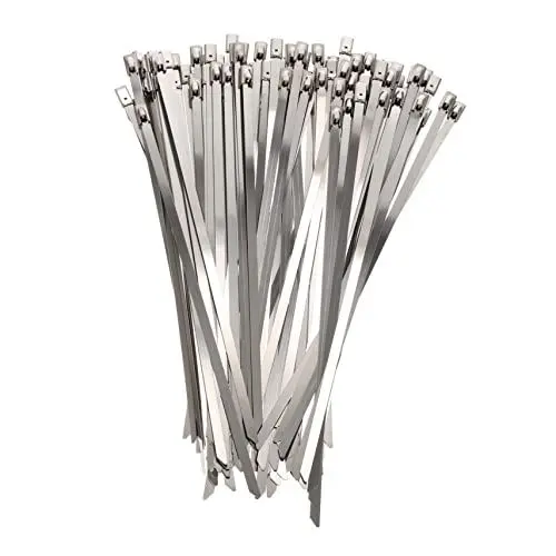 Produktbild: ORFOFE 100st Kabelbinder Aus Edelstahl Strapazierfähige Auspufffolie Kabelbinder Für Kraftstoffleitungen Verschlussbänder Aus Edelstahl Selbst- Die Kette Weißer Stahl Rostfreier Stahl