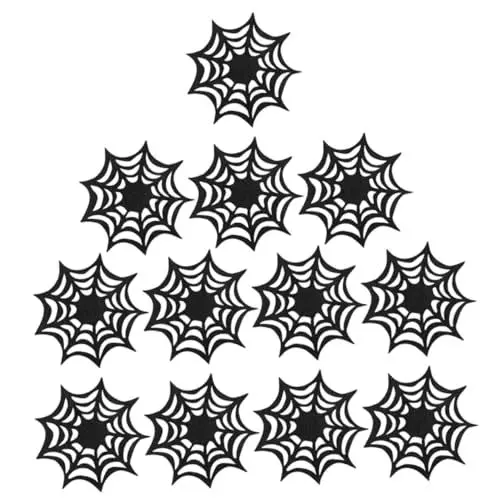 Produktbild: ORFOFE 12St Halloween Dekoration Halloween-Dekoration Spinnennetz-Filzuntersetzer Spinnennetz-Cup-Matte Becherhalter Untersetzer Getränkeuntersetzer aus Filz Unterlage für Kaffeetasse