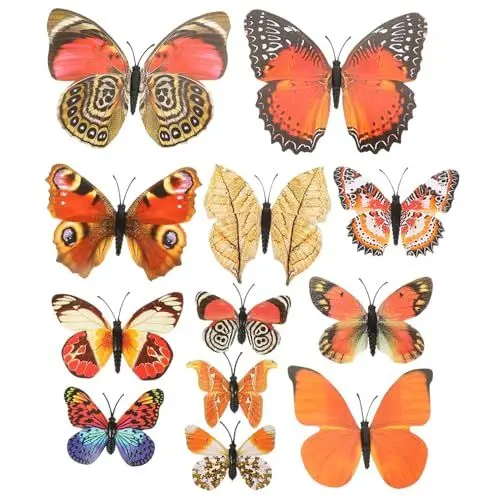 Produktbild: ORFOFE Schmetterlinge Wandaufkleber 12 Stück Selbstklebende 3d Schmetterlinge Aufkleber Dekorative Aufkleber Pvc Schmetterling Wandaufkleber Schlafzimmer