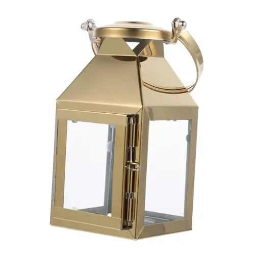 Produktbild: ORFOFE 1Stk Leuchter-Ornament-Ornament Golddekor dekorative Retro-Laterne Kerzenhalter bücherregal Dekoration Kerzenlampe Kerze Glaslampe Laterne im europäischen Stil Rostfreier Stahl