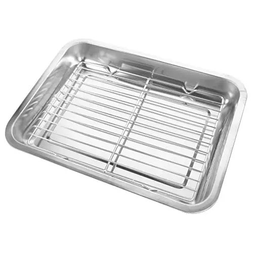 Produktbild: ORFOFE 1 Satz Ablaufwanne Aus Edelstahl Behälter Für Frittierte Lebensmittel Aufbewahrungsschale Für Snacks Essenstabletts Teller Für Snacks Snack-Gericht BBQ-Tool Rostfreier Stahl Silver