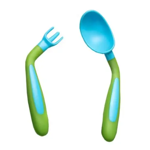 Produktbild: ORFOFE Niedliches Baby-besteck-set Für Kleinkinder Löffel Und Gabeln Spülmaschinenfest Baby-essgeschirr Weiches Silikon Trainingsgeschirr Grün