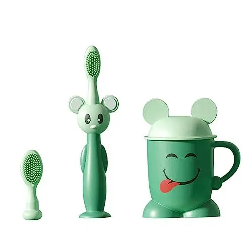 Produktbild: ORFOFE 1 Satz Zahnbürsten-set Zahnbürste Für Die Mundpflege Babytrainingszahnbürste Trainingszahnbürste Für Kleinkinder Extra Weiche Zahnbürste Saugzahnbürste Kieselgel Green